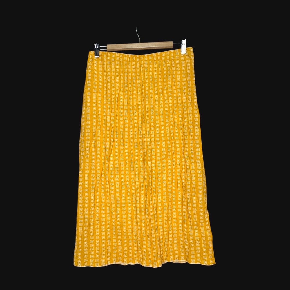 Urban Outfitters Yellow Butterfly Print Crinkle Midi Skirt Large OB1294618